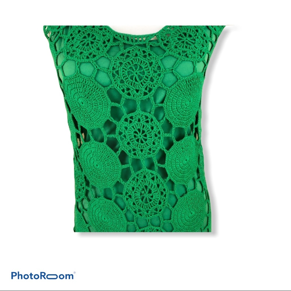 Gianni Bini Green Crochet Dress Small - Picture 3 of 5